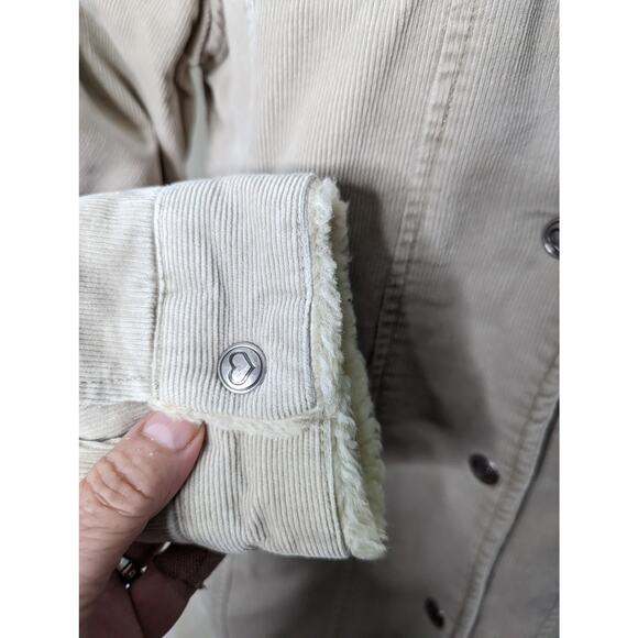 Vintage Y2k Cherokee Tan Corduroy Jacket Sherpa Collar Snap Closures - Picture 7 of 10